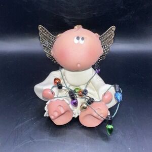 Vintage 2001 Angel Cheeks With Christmas Lights Figurine By Kirk